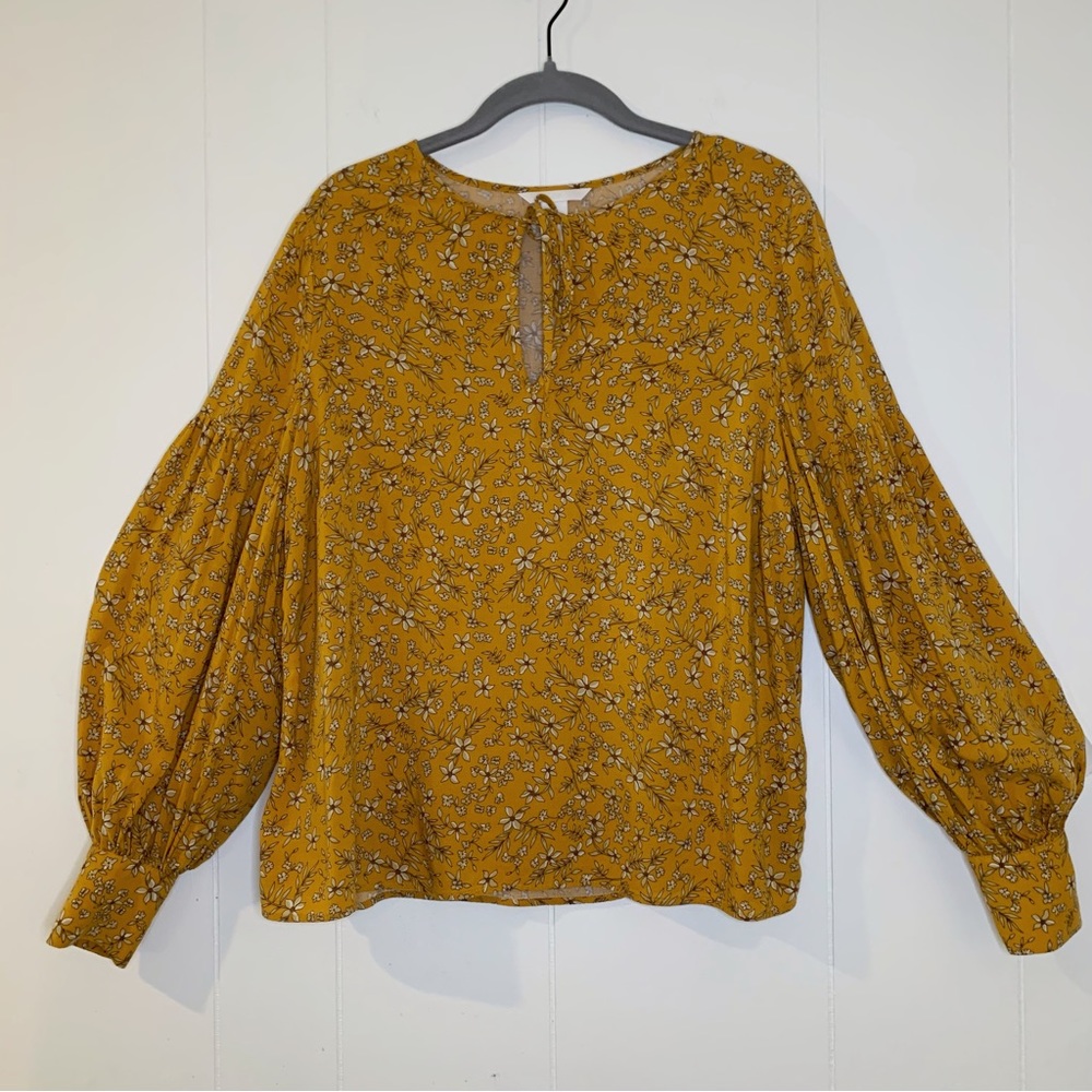 H&M Mustard Yellow Floral Top 8